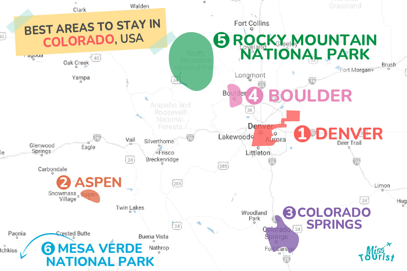 Map of best places to stay in Colorado